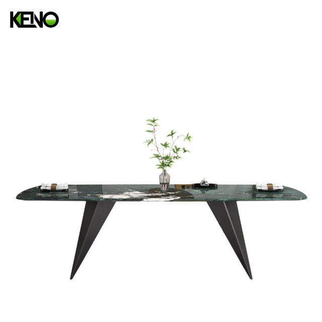 KENO Light Luxury Cozy Romantic Round Turntable Slate Dining Table with Domestic Use
