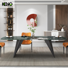 KENO Light Luxury Cozy Romantic Round Turntable Slate Dining Table with Domestic Use