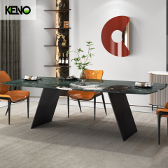 KENO Light Luxury Cozy Romantic Round Turntable Slate Dining Table with Domestic Use