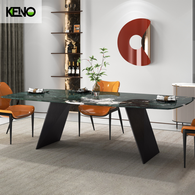 KENO Light Luxury Cozy Romantic Round Turntable Slate Dining Table with Domestic Use