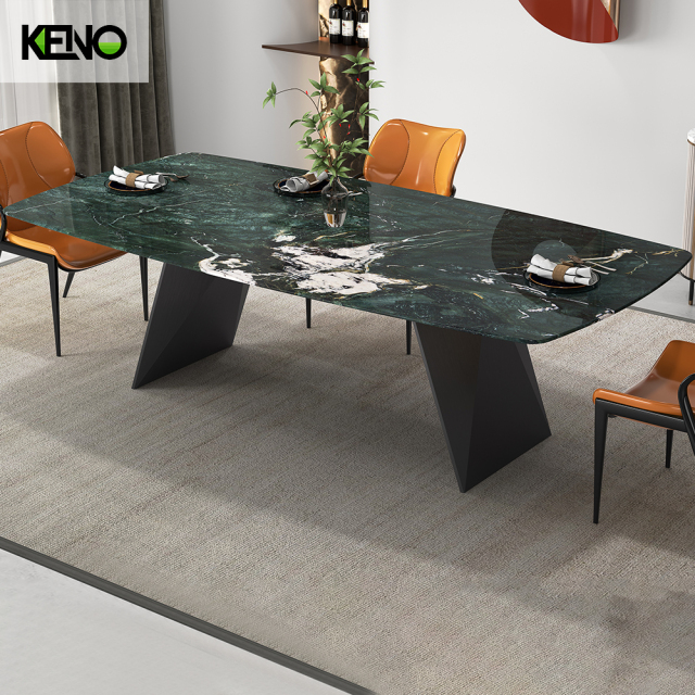 KENO Light Luxury Cozy Romantic Round Turntable Slate Dining Table with Domestic Use