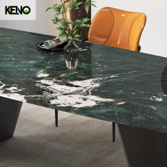 KENO Light Luxury Cozy Romantic Round Turntable Slate Dining Table with Domestic Use