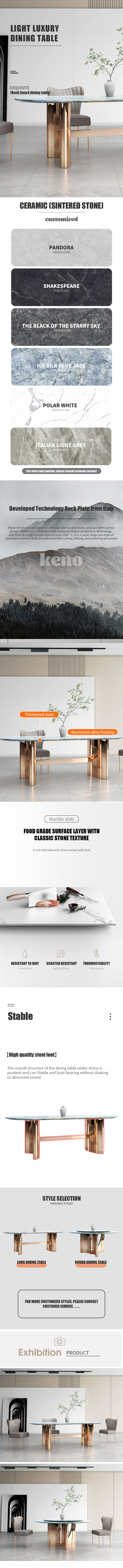 Dining Room Table Home Furniture Delicate Round Sintered Stone Kitchen Dining Table Set with Dinner Chairs