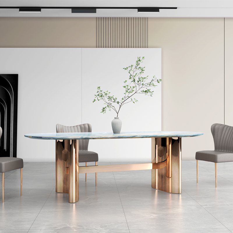 Dining Room Table Home Furniture Delicate Round Sintered Stone Kitchen Dining Table Set with Dinner Chairs