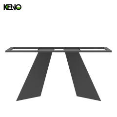 Home Furniture Dining Table High-end Venetian Light Brown Sand Black Elongated Ellipse Marble Dining Table Set