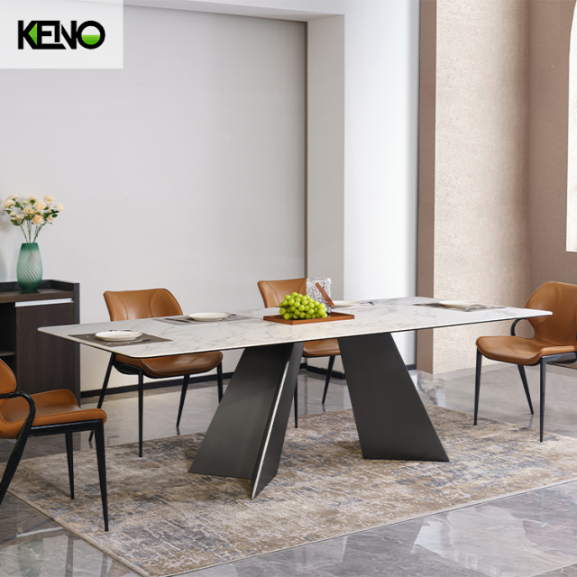 Home Furniture Dining Table High-end Rectangle Sintered Stone Dining Table Set