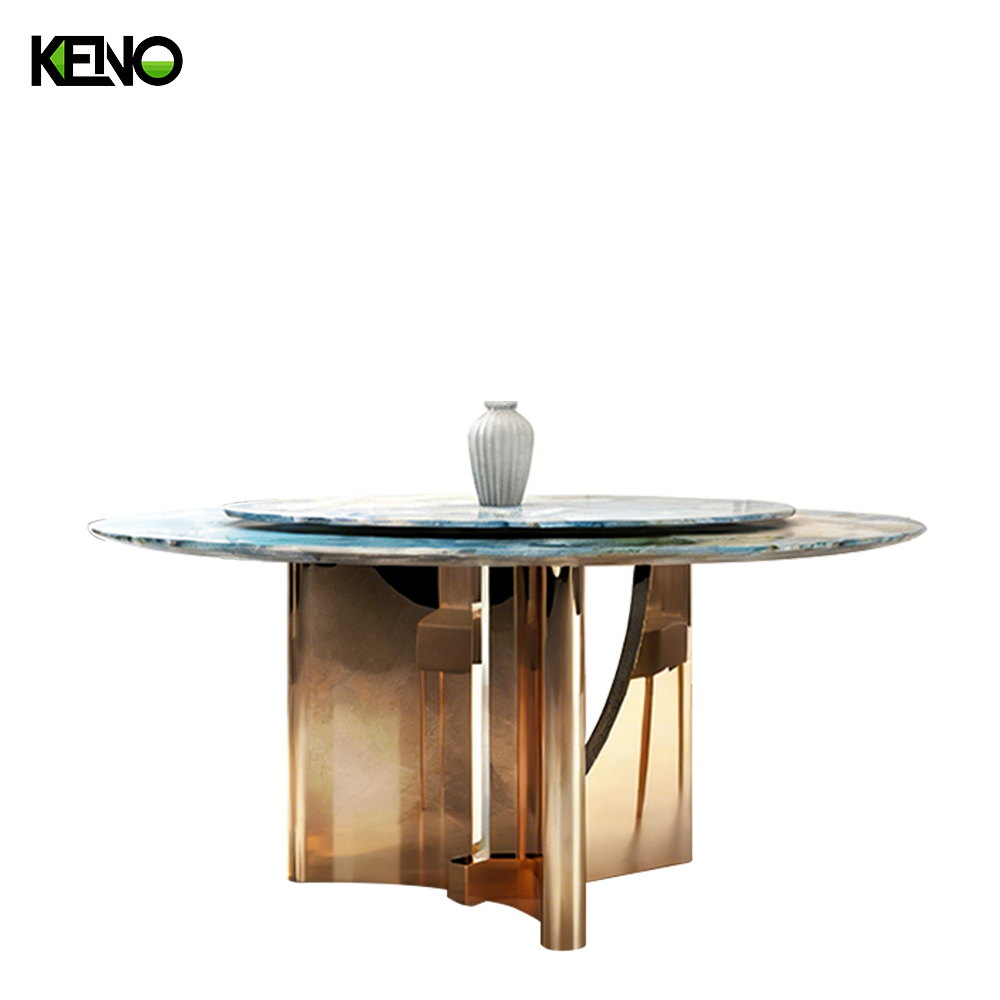 Dining Room Kitchen Table Home Furniture Round  Sintered Stone  Dining Table Set with Dinner Chairs