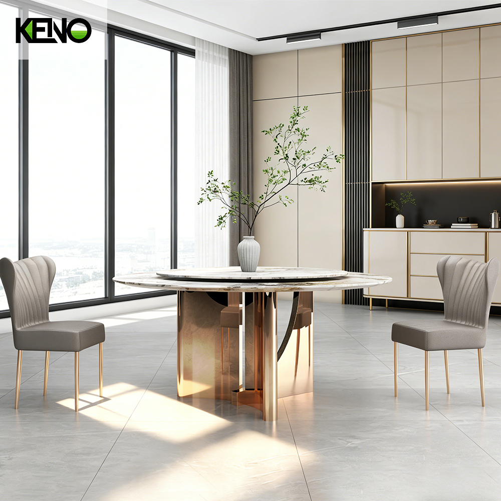 Dining Room Kitchen Table Home Furniture Round  Sintered Stone  Dining Table Set with Dinner Chairs