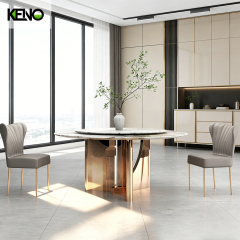 Dining Room Kitchen Table Home Furniture Round  Sintered Stone  Dining Table Set with Dinner Chairs