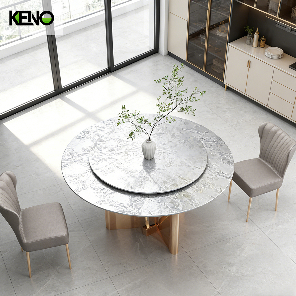 Dining Room Kitchen Table Home Furniture Round  Sintered Stone  Dining Table Set with Dinner Chairs