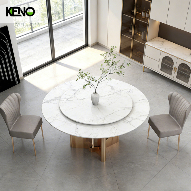 Dining Room Kitchen Table Home Furniture Round  Sintered Stone  Dining Table Set with Dinner Chairs