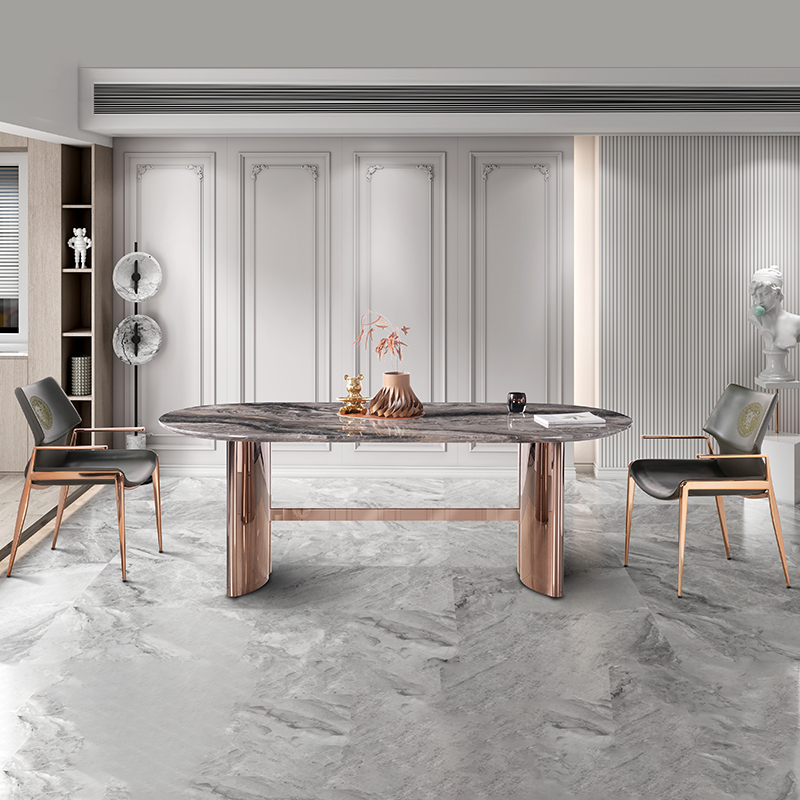 Dining Room Table Home Furniture Round  Sintered Stone Kitchen Dining Table Set with Dinner Chairs