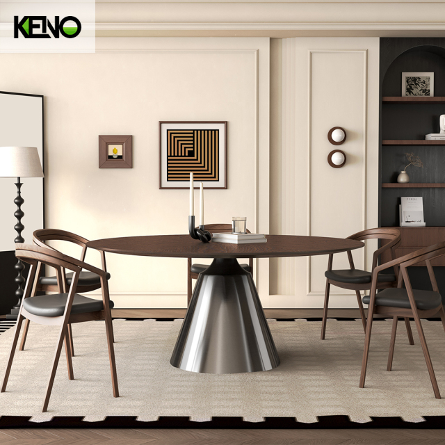 Round Wood-grain Dining Table — Modern Home Furniture, Custom Sizes & Colors