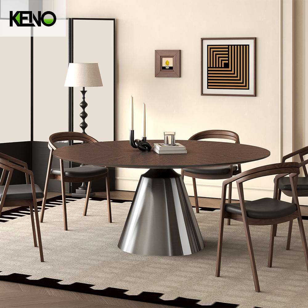 Round Wood-grain Dining Table — Modern Home Furniture, Custom Sizes & Colors