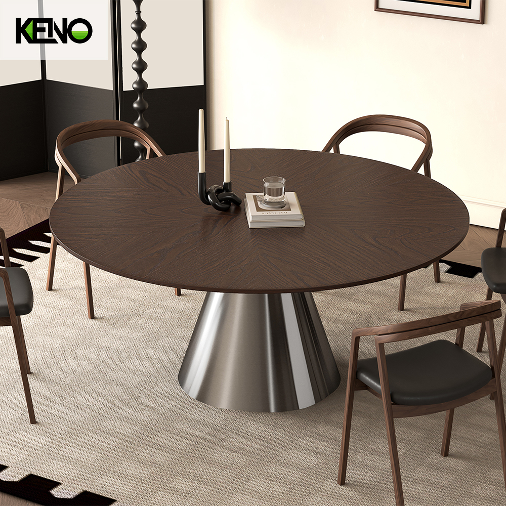 Round Wood-grain Dining Table — Modern Home Furniture, Custom Sizes & Colors