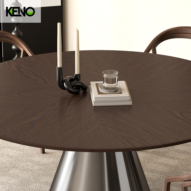 Round Wood-grain Dining Table — Modern Home Furniture, Custom Sizes & Colors