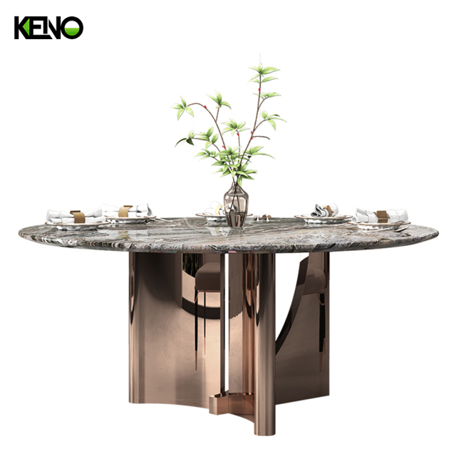 Dining Room Table Luxury-Style Design Home Furniture Round Marble Dining Table Set with Dinner Chairs