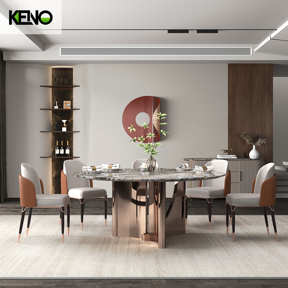 Dining Room Table Luxury-Style Design Home Furniture Round Marble Dining Table Set with Dinner Chairs