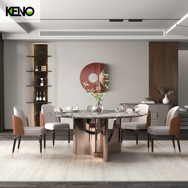 Dining Room Table Luxury-Style Design Home Furniture Round Marble Dining Table Set with Dinner Chairs