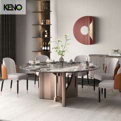 Dining Room Table Luxury-Style Design Home Furniture Round Marble Dining Table Set with Dinner Chairs