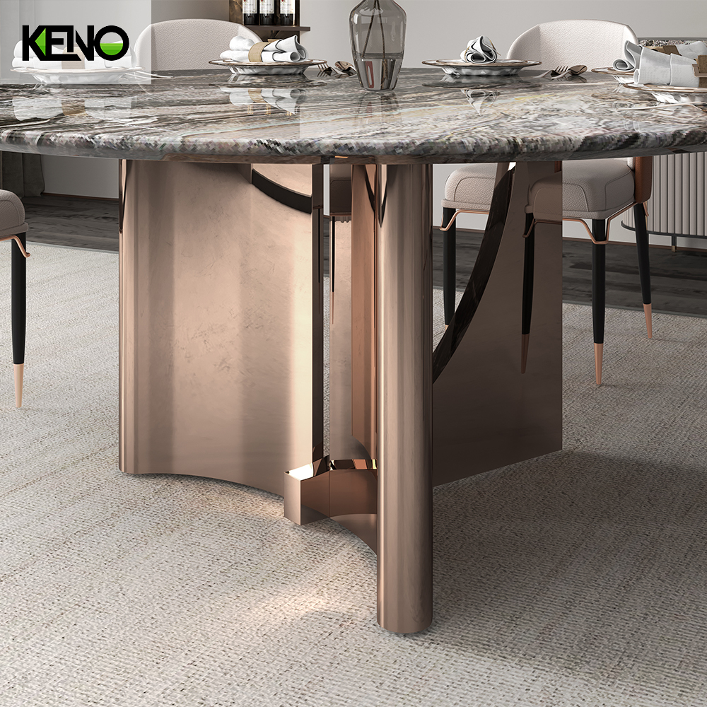 Dining Room Table Luxury-Style Design Home Furniture Round Marble Dining Table Set with Dinner Chairs
