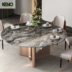 Dining Room Table Luxury-Style Design Home Furniture Round Marble Dining Table Set with Dinner Chairs