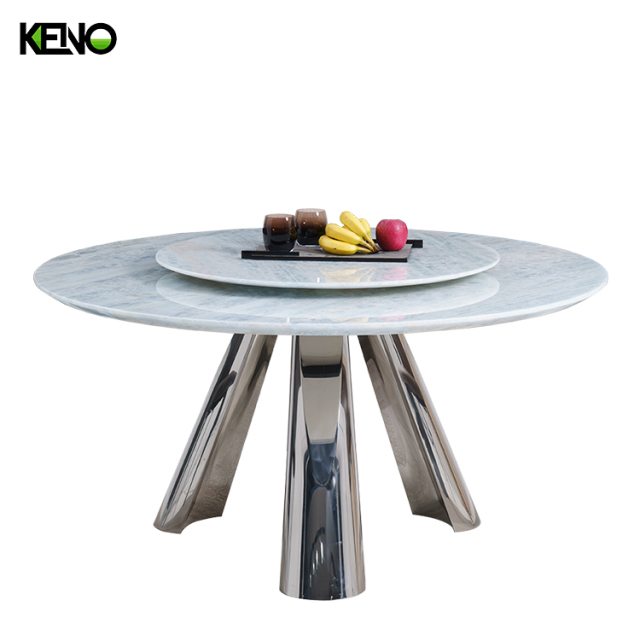 Kitchen able Home Furniture Delicate Round Marble Dining Table Set with Dinner Chairs