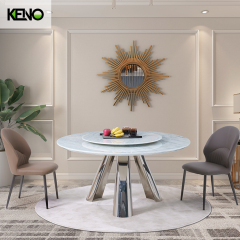 Kitchen able Home Furniture Delicate Round Marble Dining Table Set with Dinner Chairs