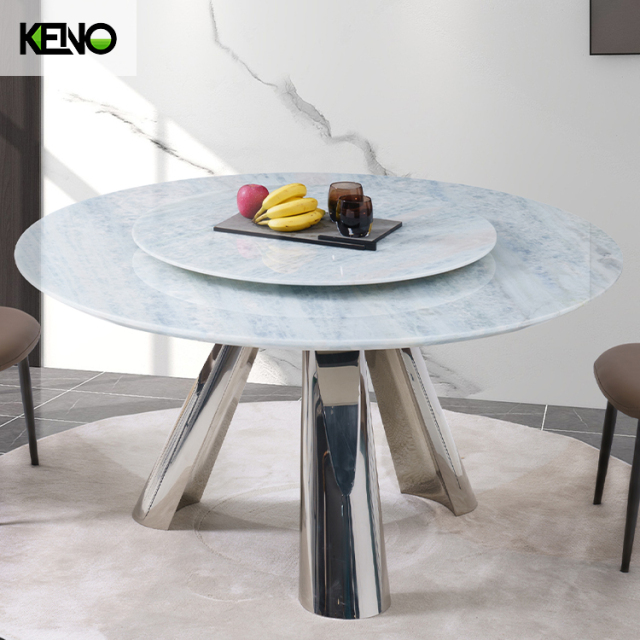 Kitchen able Home Furniture Delicate Round Marble Dining Table Set with Dinner Chairs