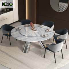 Kitchen able Home Furniture Delicate Round Marble Dining Table Set with Dinner Chairs