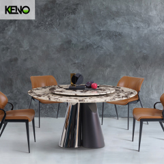 Round Dining Room Table — Marble Top, Premium Home Furniture Collection