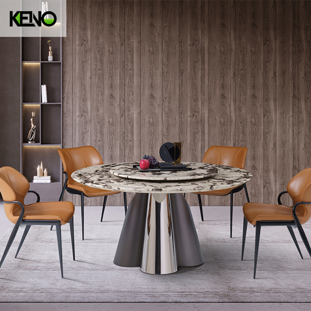 Round Dining Room Table — Marble Top, Premium Home Furniture Collection