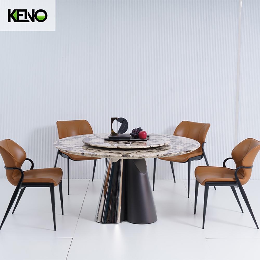 Round Dining Room Table — Marble Top, Premium Home Furniture Collection
