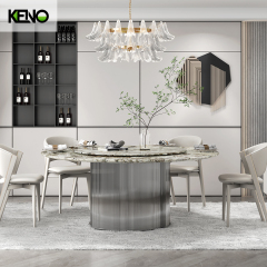 Round Marble Dining Table — OEM/ODM Factory Direct, Matching Dining Chairs Available with a Built-in Turntable