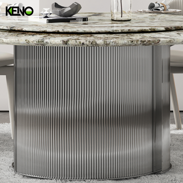 Round Marble Dining Table — OEM/ODM Factory Direct, Matching Dining Chairs Available with a Built-in Turntable