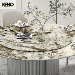 Round Marble Dining Table — OEM/ODM Factory Direct, Matching Dining Chairs Available with a Built-in Turntable