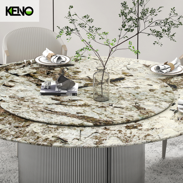 Round Marble Dining Table — OEM/ODM Factory Direct, Matching Dining Chairs Available with a Built-in Turntable