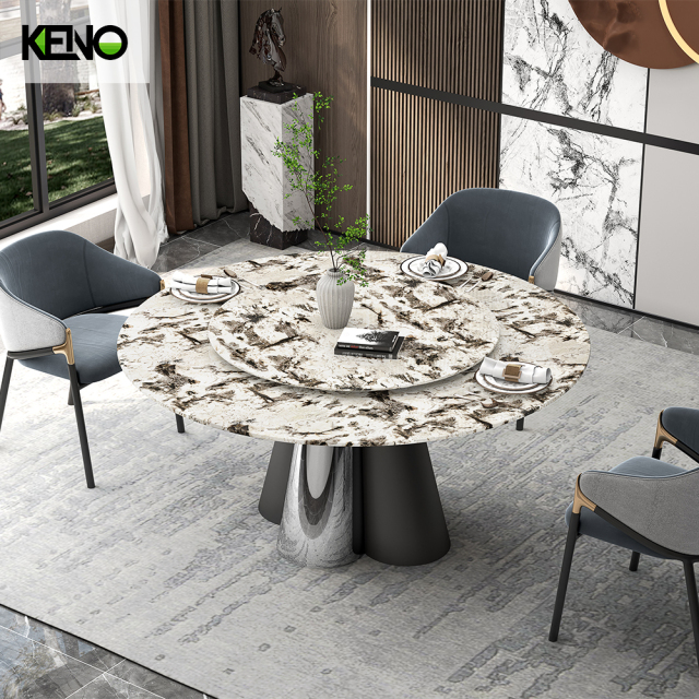 Round Marble Dining Table — Elegant Modern Design for Home & Commercial Use