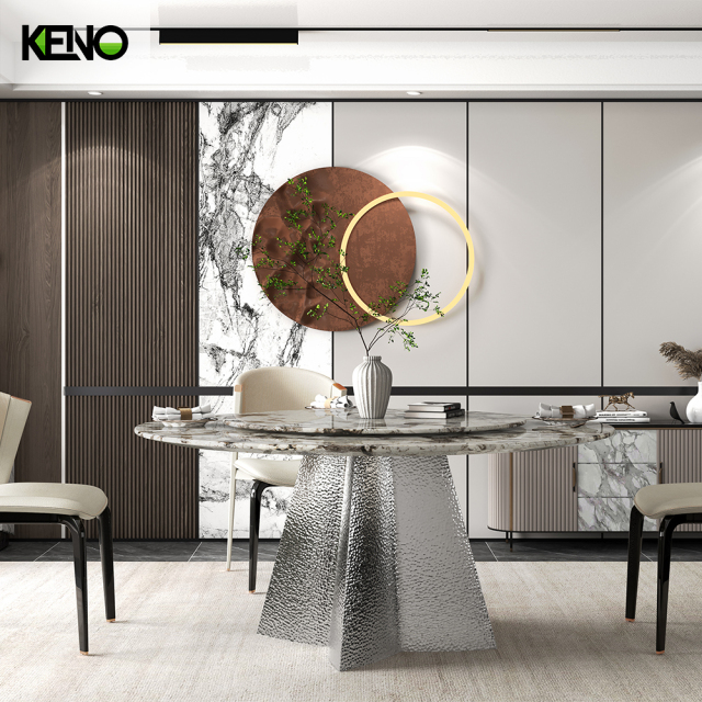 Round Marble Dining Room Table — Luxury Office Furniture Ergonomic Dining Chairs