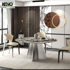 Round Marble Dining Room Table — Luxury Office Furniture Ergonomic Dining Chairs