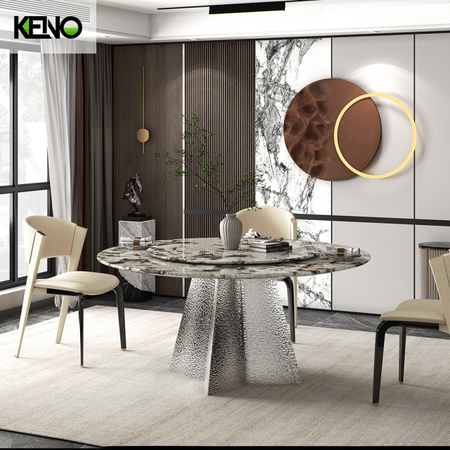Round Marble Dining Room Table — Luxury Office Furniture Ergonomic Dining Chairs
