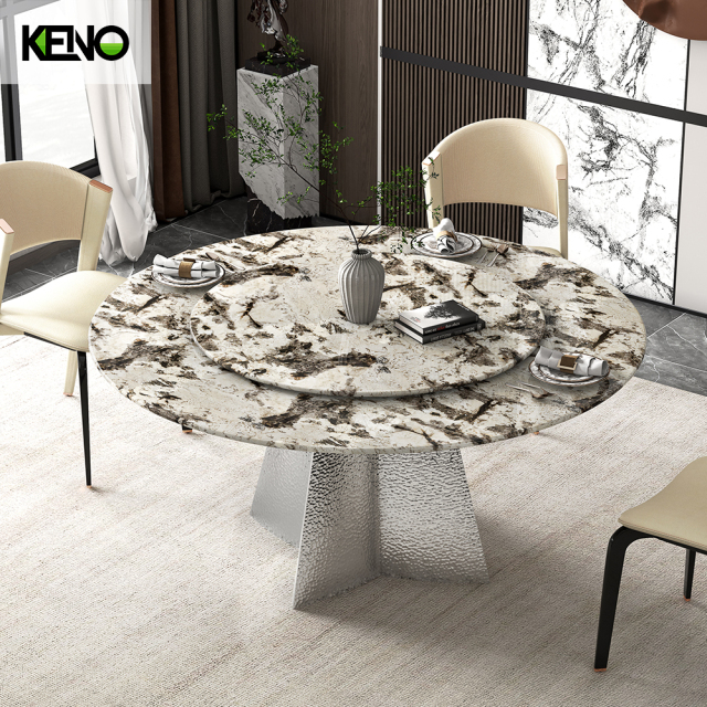 Round Marble Dining Room Table — Luxury Office Furniture Ergonomic Dining Chairs