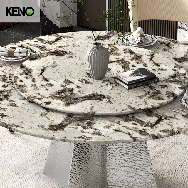 Round Marble Dining Room Table — Luxury Office Furniture Ergonomic Dining Chairs