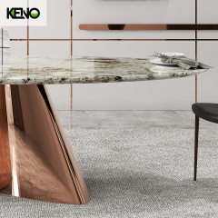 Oval Dining Room Table — Marble Inlay, Premium Home Furniture