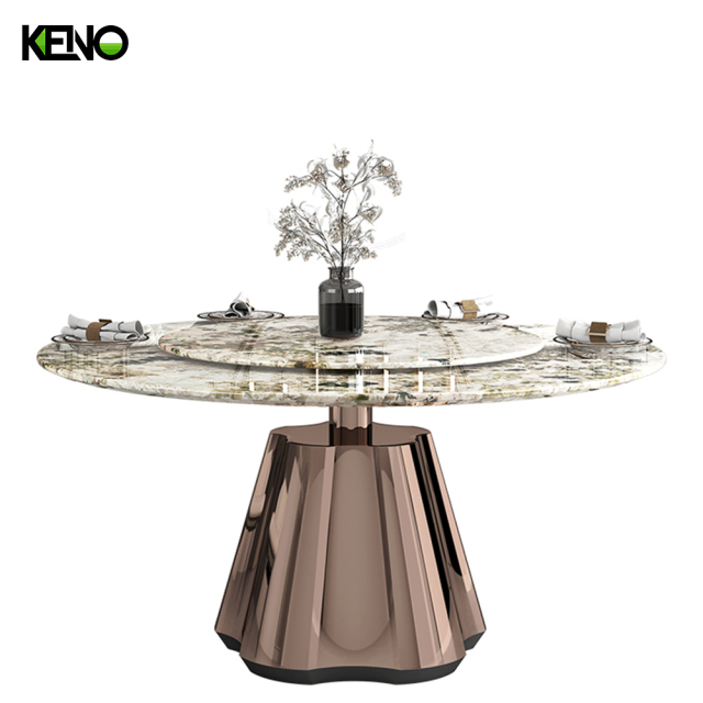 Marble Dining Table — Luxury Modern Design for Open Plan Living Room with a Built-in Turntable and Scratch‑Resistant Finish