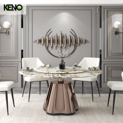 Marble Dining Table — Luxury Modern Design for Open Plan Living Room with a Built-in Turntable and Scratch‑Resistant Finish