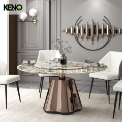 Marble Dining Table — Luxury Modern Design for Open Plan Living Room with a Built-in Turntable and Scratch‑Resistant Finish
