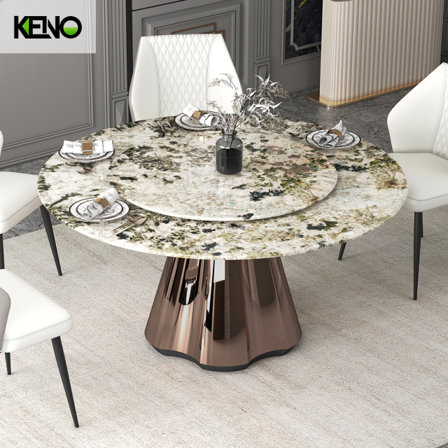 Marble Dining Table — Luxury Modern Design for Open Plan Living Room with a Built-in Turntable and Scratch‑Resistant Finish