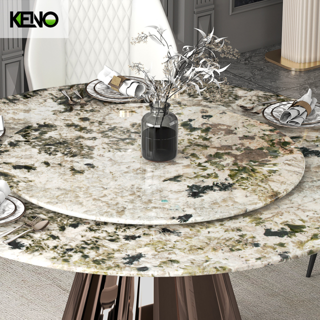 Marble Dining Table — Luxury Modern Design for Open Plan Living Room with a Built-in Turntable and Scratch‑Resistant Finish