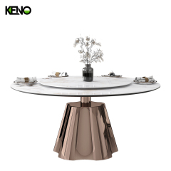 Marble Dining Table — Luxury Modern Design for Open Plan Living Room with a Built-in Turntable and Scratch‑Resistant Finish